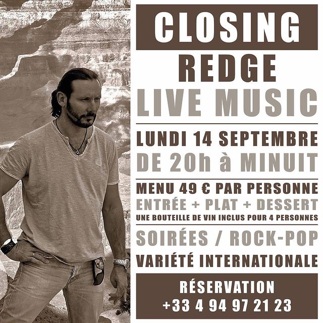 🎸LIVE CONCERT🎤
Redge Live Music revient pour la closing du Grand Café le Lundi 14 Septembre !
Retrouvez une ambiance Rock & Pop avec un guitariste et chanteur aux multiples facettes.
📞Réservation : +33 4 94 97 21 23
#grandcafesainttropez #grandcafe #maisontournier #sainttropez #sttropez #asianfood #restaurantsainttropez #sushis #restaurantriviera #bestasianrestaurant #instafood #deliciousfood #lovelyfood #summeroflove #lovethisplace #asianlifestyle #thisissainttropez #restaurantasiatique #food #foodporn #bar #dinner #foodlover #lunch #foodstagram #eat #restaurante #party #cocktails